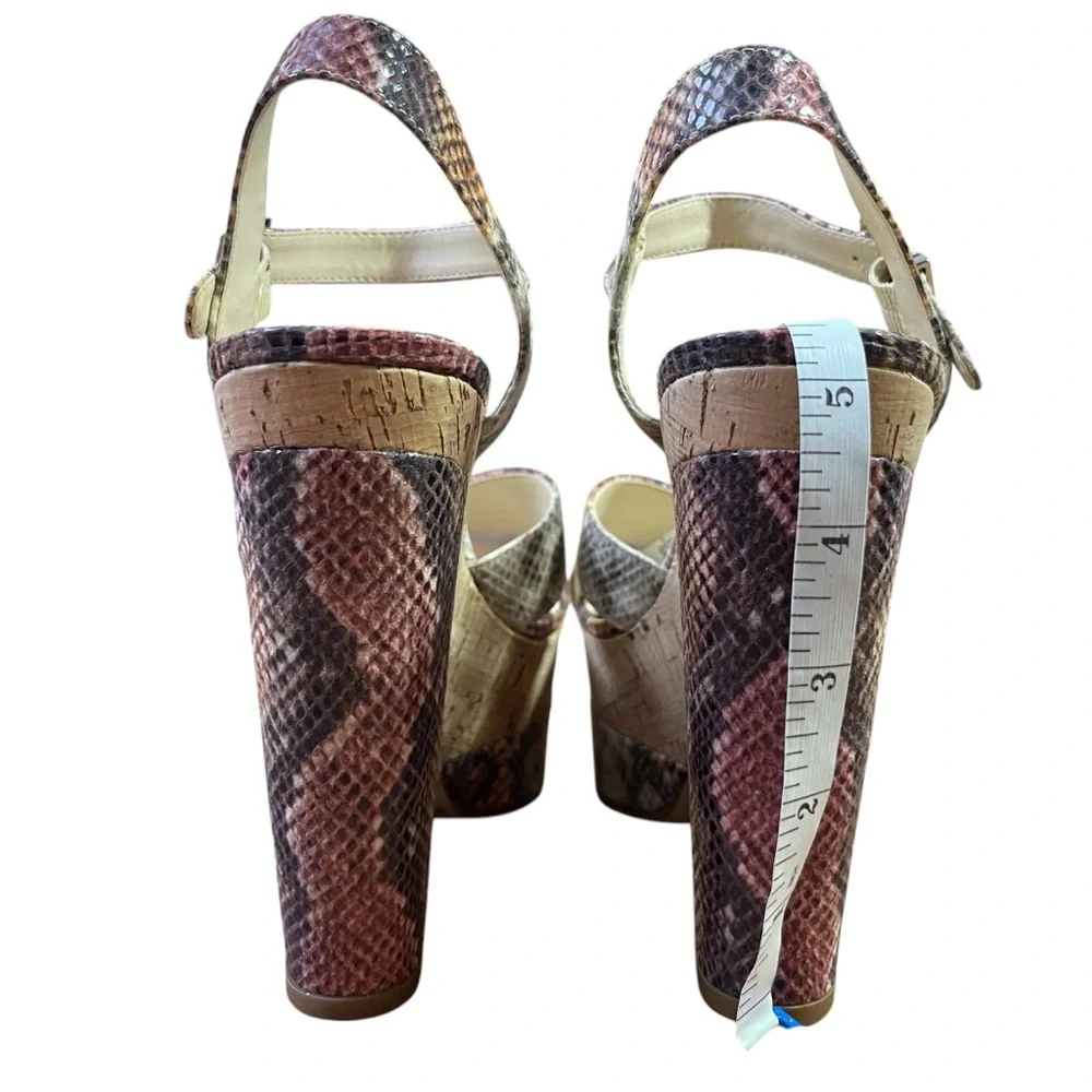 Jessica Simpson Jirie Heights Snakeskin‎ Platform Wedge Heels Y2K Chunky Sandals